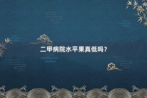 二甲病院水平果真低吗？